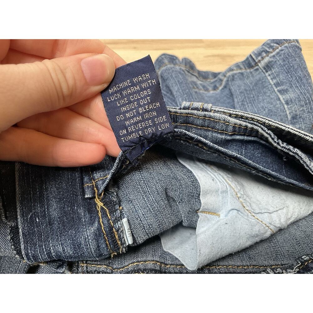 Size 9 Angels Denim Micro Skirt Pleated/Belted HOOP BUCKLE Y2K 2000s Vintage - Picture 5 of 9
